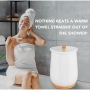 Towel Warmer for Bathroom, Luxury Bucket Towel Warmer with LED Lights, Fits Up to 2 Oversized Towels, Bathrobes, Blankets, PJs and More, Quick Heating Towel Dryer, Gifts for Family (White)