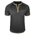 thumbnail image 2 of ZunFeo Mens Cotton Henley Short Sleeve Shirt with Pocket and 4-Button Placket, Heathered Knit Raglan Sleeve Tee, Dark Gray,Size 3XL, 2 of 6