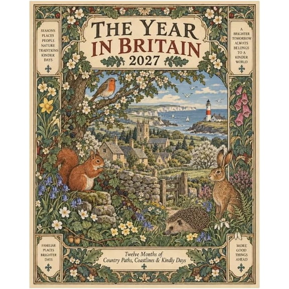 A Year in Britain 2027 – Vintage Storybook Wall Calendar Planner, 12-Month Calendar, Rural Country Theme, Home Office Decor, Beautiful Christmas Gift for Family, Friends