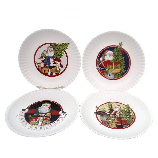 Tabletop SANTAS PLATES Melamine Christmas Dinner Paper Look Me0268