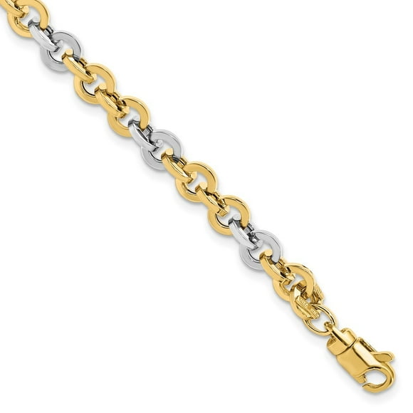 Diamond2Deal 14K Two-tone Gold Link Bracelet 7.5inch for Women