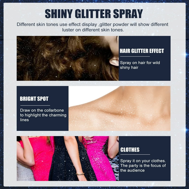 Glitter Spray for Hair and Body Make Up Long Lasting Shimmer Silver Glitter  Hairspray Tiktok 60ml 