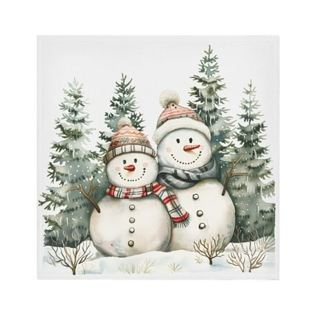 

JSTEL Christmas Snowmen Cloth Napkins Set of 4 20x20 Inch Washable and Reusable Napkin for Decoupage Dinner Party Everyday Use