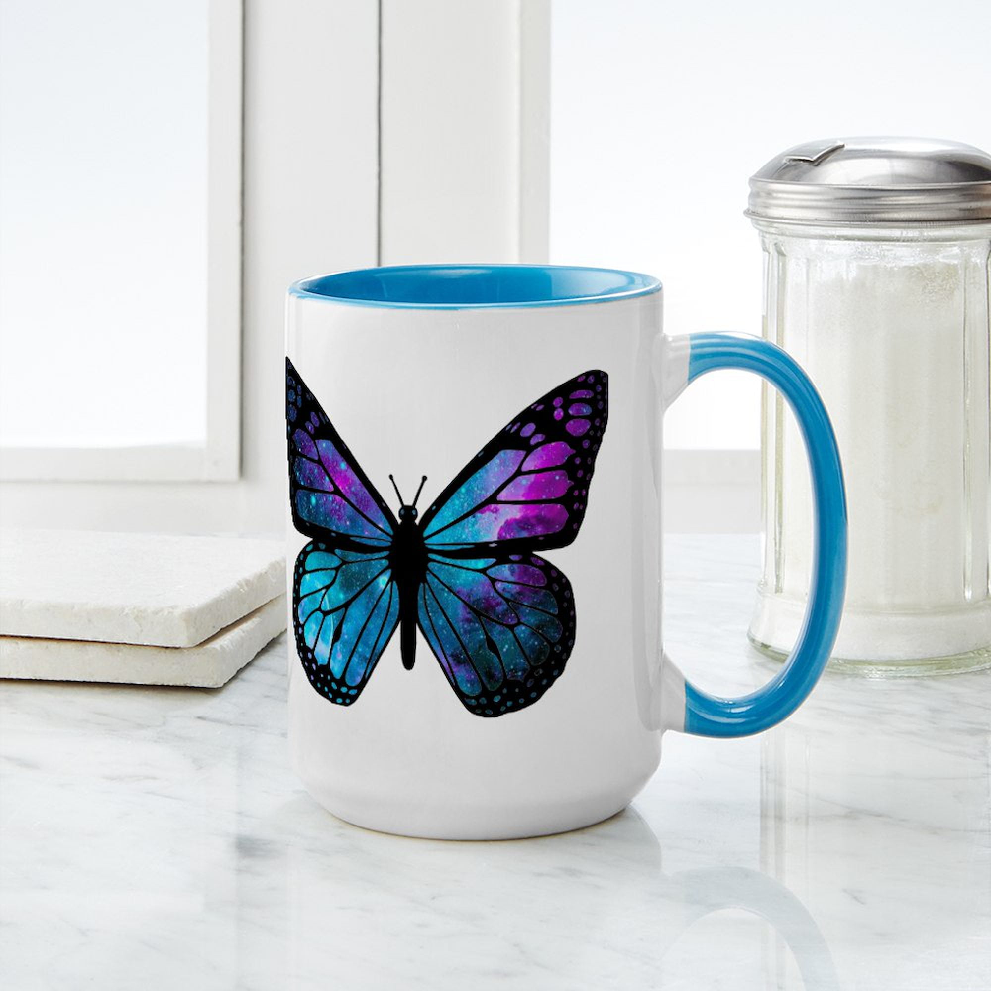 CafePress - Galactic Butterfly Mugs - 15 oz Ceramic Large White Novelty Mug