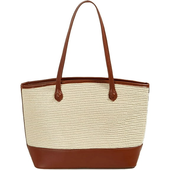 JUYGO Straw Tote Bag Women Woven Shoulder Handbag Summer Beach Purse Raffia Bag Vacation Travel Work