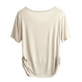 thumbnail image 4 of qelini T-shirts for Women with Round Neck School Season Solid Color Short Sleeved Loose Casual Daily Wearing Basic Tops Juniors Summer Comfortable 1Pack Beige M, 4 of 7
