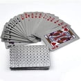 thumbnail image 1 of Playing Cards Waterproof Plastic Playing Cards Poker Cards Luxury Sliver Foil Diamond Color Standard Size 52+2 Poker (Sliver), 1 of 7