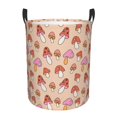 thumbnail image 1 of Balery 70s Mushroom Cesta de ropa redonda con asas, impermeable, independiente, para ropa, juguetes, dormitorio y familia-Small, 1 of 6