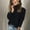 Black, variant on Sweaters for Women Women's Casual Solid Pullover Turtleneck Blouse Long Sleeve Plush Tops Sweater