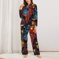 thumbnail image 2 of Salouo World Map Of Digital Circuits Pattern Women's Pajamas Set Long Sleeve Button Down Sleepwear Soft Pj Lounge Sets for women 2 Piece Pjs Set with Long Pants-X-Large, 2 of 7