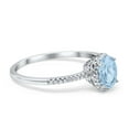 thumbnail image 4 of Halo Oval Fashion Ring Aquamarine CZ Accent 925 Sterling Silver Size 4, 4 of 5