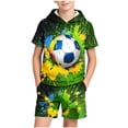 thumbnail image 2 of Amidoa Boys Summer Outfit Sets 2 Piece Cotton T-Shirt Graphic Long Sleeve and Casual Pants Set Kids Clothing Sets Green Size 5T, 2 of 7