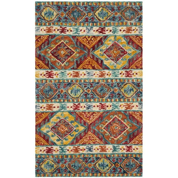 SAFAVIEH Aspen Tessan Southwestern Wool Area Rug, Navy/Ivory, 3' x 5'