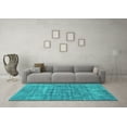 thumbnail image 3 of Ahgly Company Machine Washable Indoor Square Abstract Turquoise Blue Modern Area Rugs, 4' Square, 3 of 4