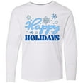 thumbnail image 3 of Inktastic Happy Holidays Blue Snowflakes Long Sleeve Youth T-Shirt, 3 of 5