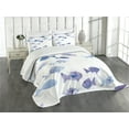 thumbnail image 3 of Ambesonne Animal Quilted Bedspread Set 3 Pcs, Watercolor Fishes, King Size, Pale Blue Mauve Blue, 3 of 5
