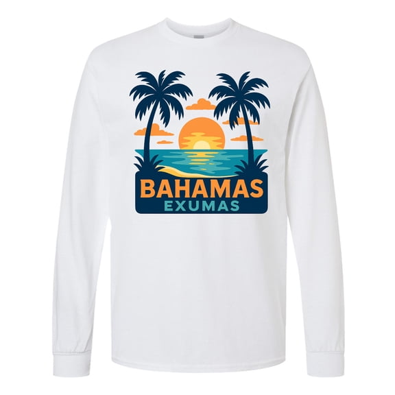 Inktastic Bahamas Exumas Tropical Sunset Retro Long Sleeve T-Shirt