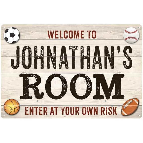 JOHNATHAN'S Room Kids Bedroom Sign Boy's Gift 8x12 Metal 108120090183