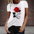 thumbnail image 5 of Camisetas florales de verano Honeeladyy para mujer, camisetas con estampado gráfico de rosas góticas novedosas, camisetas casuales de verano de manga corta, camisa blanca básica y cómoda, 5 of 5