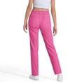 thumbnail image 5 of Huowey Girls School Unifor Trousers Solid Color Breathable Comfortable Cozy Dress Pants High Stretchy With Pockets Yoga Pants Flat Front Comfortable Bootcut Slacks Stylish Streetwear,Pink,7-8 Years, 5 of 5