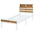 thumbnail image 6 of White Twin Size Metal and Wood Bed Frame Platform Bed with Headboard and Footboard ,No Box Spring Needed, 6 of 6