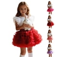 thumbnail image 3 of Ulitacool 4-5 Years Toddler Girls Outfits Short Sleeve Top A Line Dress Two Piece Summer Party Wear Crewneck Tutu Skirt Matching Set Fashion Clothes Red, 3 of 3