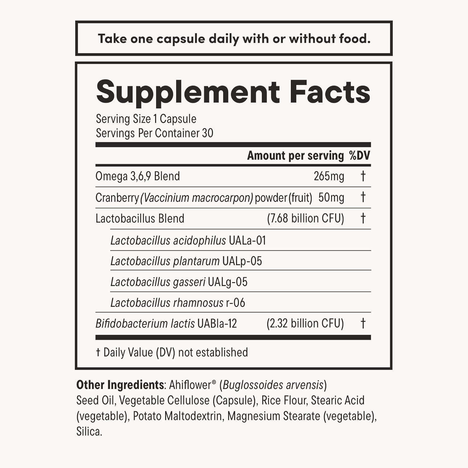 Daily Nouri Women’s Probiotic | Vaginal Health + Urinary Tract Support | Vaginal pH & Microbiome Balance | 5 Clinically Studied Strains + Cranberry & Omega | 30-Day Supply