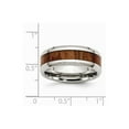 thumbnail image 2 of Stainless Steel Polished Red Orange Wood Enameled 7.80mm Ring - Size 8, 2 of 2