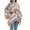 thumbnail image 2 of XFLWAM Women's Sweater Poncho Coat Shawl Wrap Poncho Cape Belt Gradient Cardigan Sweaters Open Front for Spring Winter Beige One Size, 2 of 7