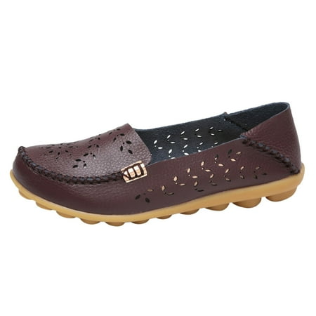 Huesdet Womens Loafers Shoes Fashion Low Heel Slip On Shoes Comfortable Driving Flats(Coffee 6.5)