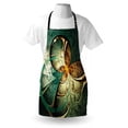 thumbnail image 3 of Fractal Apron Computer Art Featured Surreal Flowers Motif Dreamy Imaginary Creative Concept, Unisex Kitchen Bib Apron with Adjustable Neck for Cooking Baking Gardening, Jade Green Gold, by Ambesonne, 3 of 3