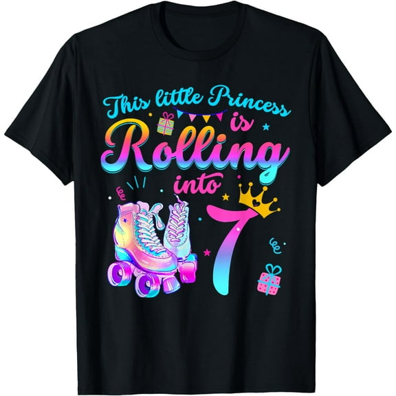 7th Birthday Girl Roller Skating Party 7 Year Old T-Shirt