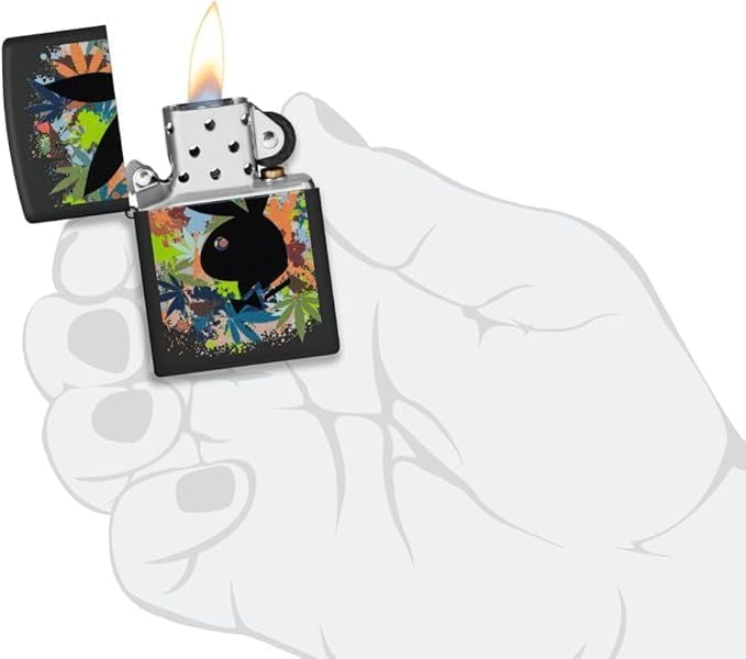 Zippo - Customized Message on Playboy Rabbit Head Silhouette Black Matte 46222