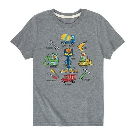 UPC: 0664672888481 | Pete The Cat – Construction Tools – Toddler Short Sleeve Graphic T-Shirt