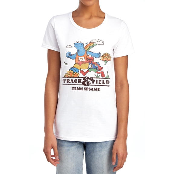 Sesame Street Track & Field Women's T Shirt, White, Medium