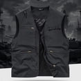 thumbnail image 2 of RYDCOT Men's V Neck Casual Lightweight Waterproof Outdoor Fishing Work Sai Travel Photo Cargo Vest Sleeveless Jacket with Multi Pockets Black, 2 of 6