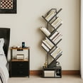 thumbnail image 5 of Casacomoda 6-Tier Tree Bookshelf for Corner & Small Space — Narrow Steel & Wood Bookcase, Tall Floor Standing Book Organizer Shelf with Storage Cabinet, Home Decor for Living Room, Bedroom, Black, 5 of 8