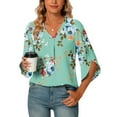 thumbnail image 5 of Fashion T Shirts for Women Split Sleeves V Neck Blosue Floral Print Casual T Shirts Loose Flowy Tunic Shirts Graphic Casual Tee Shirt My Order, 5 of 8