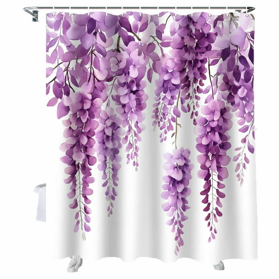 Shower Curtains Wisteria Floral Bath Curtain Light Pink Leaf Waterproof Bathroom Shower Curtain Set with Hooks Decoration 72 x 72 Inches