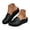 Black, variant on Women's Arch Support Mules Comfortable Leather Wedge Slide Shoes Summer Flat Buckles Backless Loafers Business Shoe Blue Size 7