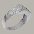 thumbnail image 3 of LBG British Made 14k White Gold ring with Natural Emerald Mens band Ring - 33 size options - Size 11, 3 of 6