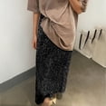 thumbnail image 2 of DHFJKG High Waist Sequin Skirt For Women Elastic Waist Back Slit Stretch Straight Leg Long Skirts Versatile Skirt, 2 of 4