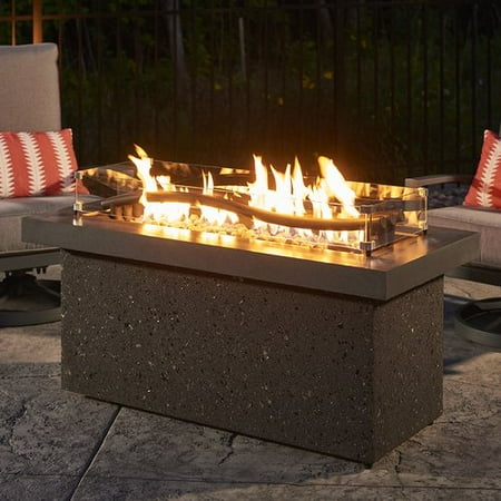 Outdoor Gas Fire Pit Heat Deflector The Outdoor GreatRoom Company Boreal Complete Heat Linear Aluminum Propane/Natural Gas Fire Pit Table ()