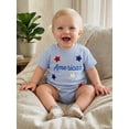 thumbnail image 6 of BemeyourBBs Newborn Baby Boy Girl 4th of July Outfit Patriot Independent Day Summer Clothes Infant Baby Bubble Romper Letter Star Flag Embroidery Short Sleeve Bodysuits Jumpsuits, 6 of 9
