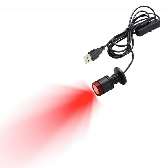 FSLiving 1W Mini LED Spotlight 360° Rotatable Dimmable Breathable Lighting Black Shell with 6.5 Ft USB Dimmable Cable for Accent Lighting Cartoon Showcase Cabinet Lego Model,Red - 1 Light