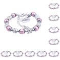thumbnail image 1 of Guardurnaity Hermosa de bolas de diamantes de imitación hecha a mano en forma de corazón cadenas de bricolaje elegante brazalete de amistad para Rosado 10Conjunto, 1 of 6