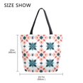 thumbnail image 5 of FORMRS Womens Canvas Tote Bag with Zipper Inner Pocket Shoulder Handbag, Flowers Geometric Pattern, 5 of 7