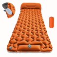 thumbnail image 2 of Camping Inflatable Sleep Mat with Built-in Pump, 75"x24" Air Cushion, Compact Lightweight for Hiking Backpacking Picnic, Includes Repair Kit & Bag (Orange), 2 of 12