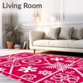 thumbnail image 2 of ODIKA 5'x7' Machine Washable Non-Slip Area Rug, Nordic Inspired Dachshund with Interlocking Snowflake and High Traffic Rug, Red, 646273, 2 of 7