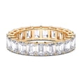 thumbnail image 3 of KEEVA JEWELS 5.00 Carat High Quality Emerald Shape Moissanite Eternity Band for Women Made in Yellow Gold Plated Silver Size 9, 3 of 6